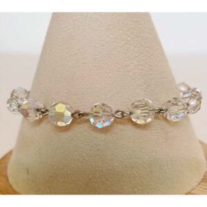 Vintage Sterling Silver 925 AB Faceted Beads Bracelet